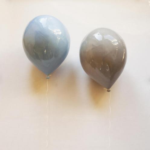 Ceramic balloons in grey and powder blue
